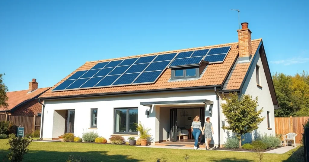 Modern UK home with solar panels and battery storage